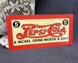 Rare Pepsi Cola Sign 5 Cent Vintage Double Dot Soda Pop Metal Sign 5.5”x... - $29.70