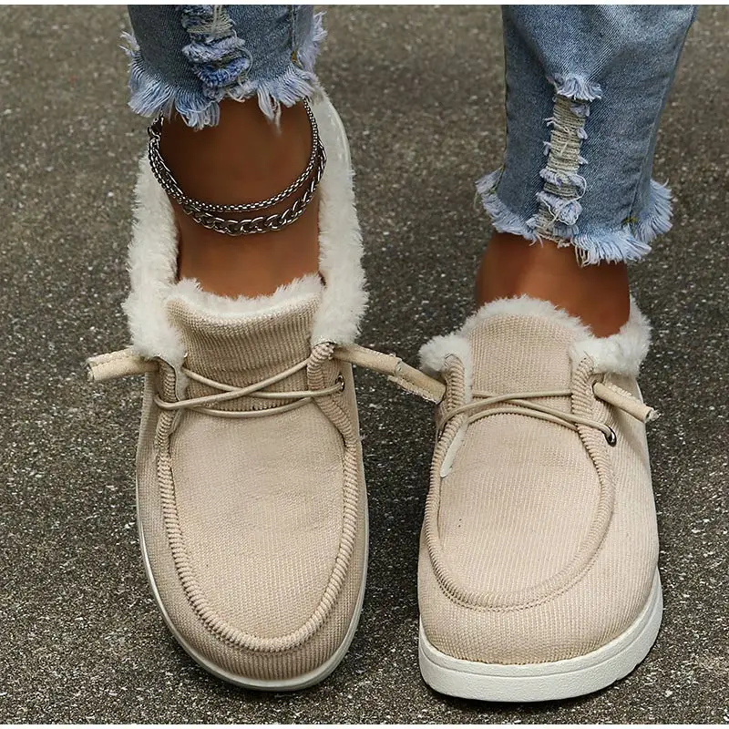 2024 Winter New Women&#39;s Shoes  Up Canvas Flat-heel Casual Cotton Shoes Ladies Pl - £127.25 GBP