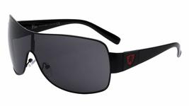 Khan Gearbox - Squared Curved One Piece Shield Sunglasses (Black Red) - £11.53 GBP