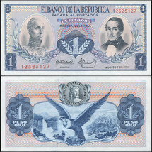 Colombia 1 Peso oro. 07.08.1974 UNC. Banknote Cat# P.404e - £2.77 GBP