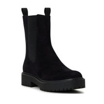 Women&#39;s Mid Shaft Chelsea Boots Time &amp; Tru Size 10 Black Faux Suede - £19.97 GBP