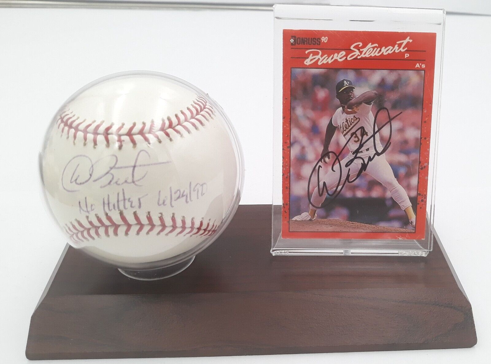 Dave Stewart Signed Baseball No Hitter 6/29/90 PSA/DNA  &amp; Donruss 1990 Card - $129.99