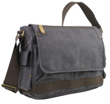 Vagarant Traveler 15 in. Casual Style Canvas Laptop Messenger Bag C31.GRY - £39.07 GBP