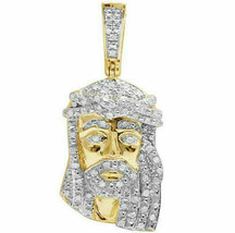 1.40 Ct Round Simulated Diamond Jesus Face Shape Pendant 14K Yellow Gold Plated - £65.03 GBP