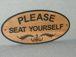 Large 16&quot; Oval Wood Please Seat Yourself Sign - £27.93 GBP