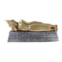 1990 MMA Miniature Gold Gilt Pewter Reclining Buddha - $59.40