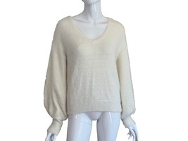 Marled Reunited Sweater Women’s Large Cream V-Neck Long Sleeve Soft Cozy - £14.98 GBP
