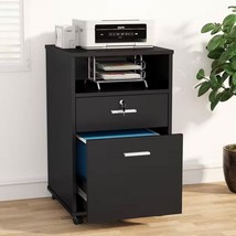 Black Rolling 2-Drawer Mobile File Cabinet Printer Stand Office Cart on Wheels - $195.99