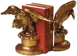Bookends Bookend TRADITIONAL Lodge Patriotic American Eagle Birds Gold Resin - £278.97 GBP
