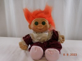 VTG 1992 MT Multi Toys Corp Troll Doll Orange Hair Outfit 11.5&quot; Plush Toy - £17.40 GBP