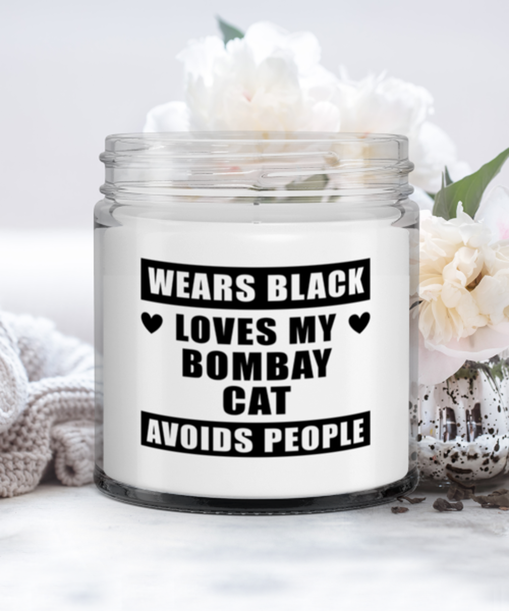 Bombay Candle - Wears Black Loves My Cat Avoids People - Funny 9 oz Hand  - $19.95