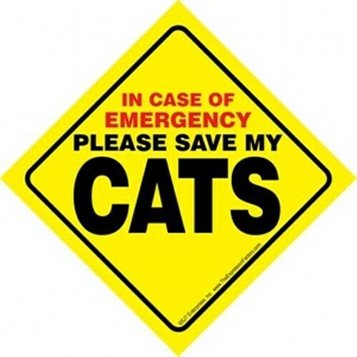 In Case of Emergency Please Save My CATS Bright Window Sign FREE Suction... - $5.89