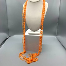 Vintage Plastic Triple Strand Necklace, Hong Kong, Cheery Orange Seed Beads - £44.70 GBP