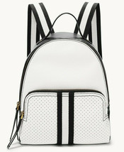 Fossil Felicity Backpack White Black Stripe Perforated SHB2410005 NWT $178 FS - £69.39 GBP