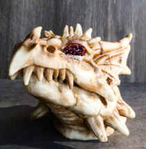 Fossil Dragon Skull Skeleton With Faux Geode Crystal Eyes Incense Burner Box - £21.64 GBP