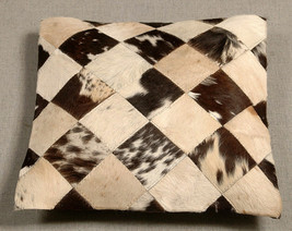 Set of 2 New Cowhide Cushion Pillowcase PATCHWORK cow skin pillow covers - £56.70 GBP