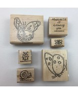 Stampin up 2005 Winged Things Rubber Stamp Set of 6 Butterfly Lady Bug Snail - $19.99