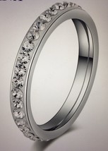 Eternity Stainless Steel Ring Silver Color Single Row small CZ Women&#39;s Size 7 - £7.58 GBP