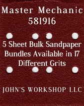 Master Mechanic 581916 - 1/4 Sheet - 17 Grits - No-Slip - 5 Sandpaper Bulk Bdls - $4.99