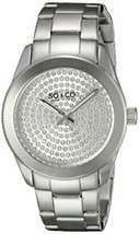 NEW SO &amp; CO New York 5067.1 Womens Madison Crystal Filled Dial Silver Band Watch - £39.07 GBP