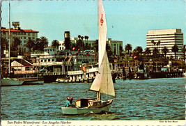 Vtg Postcard San Pedro Waterfront, Los Angeles Harbor Sail Boat California - £5.27 GBP