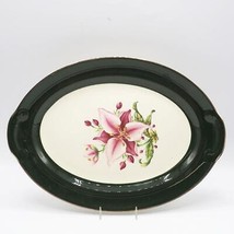 Taylor Smith 13&quot; Platter Dark Green Rim Floral Pattern - £19.41 GBP