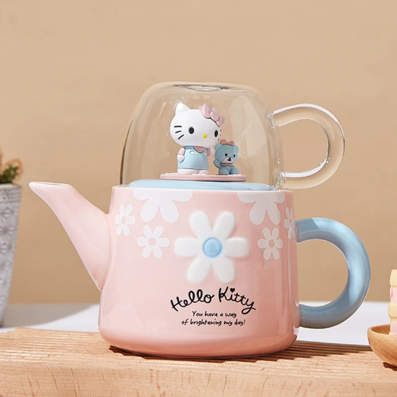 Sanrio Hello Kitty Ceramics Cup Tea Kettle Water Pot Kawaii Girl Heart Cherry - £25.25 GBP+