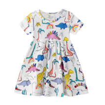 NWT Dinosaur Rainbow Girls White Short Sleeve Dress  - £4.78 GBP+