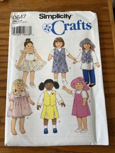 Simplicity Pattern 0647   Clothes For 18" Doll   6 Outfits To Make  Uncut  1996 - $14.90