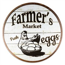 Farm Fresh Eggs Farmhouse and Garden Chicken Metal Circular 12&quot; Sign - £15.73 GBP