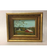 Framed Horizontal Barn and River on Hill Landscape in Acrylic - £23.45 GBP