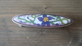 Enamel Cloisonné Flower Drawer Cabinet Pull 3 7/8 inches - £3.75 GBP