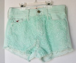 HOLLISTER Light mint green shorts with embroidered front Size 00, Waist ... - $11.87