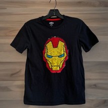 Marvel Boys Avengers Iron Man Sequin Big Face Superhero Costume T-Shirt XL - $17.81