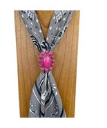Western Silver Tone Stones With Large Center Hot Pink Stone Wild Rag Sca... - €21,57 EUR