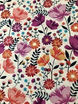 Garden Bloom on White - Cotton Fabric from David Textiles - 1/2 yd - $4.60