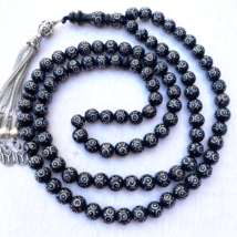 yemeni 99 Prayer Beads Yemen Natural Black Coral Yusr worry beads neckla... - £231.97 GBP