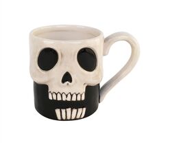 Skull 21439 Sculpted Ceramic Figural Coffee Mug Tea Cup Blue Sky Clayworks - $23.76