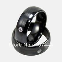 Free Shipping Price Jewelry Hot Sales His/Her 8MM Black Brushed With CZ Tungsten - £39.35 GBP