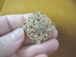 (bb604-28) white rhinestone crystal filigree star floral gold tone brooch pin - £12.45 GBP