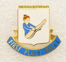 Vintage Jewelry Enamel Lapel Pin First Place Award Gymnastics Event Vault - $12.86