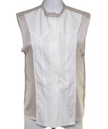 BOTTEGA VENETA Blouse Shirt Top Sleeveless White Blush Snap Front Sz 38 ... - £149.45 GBP