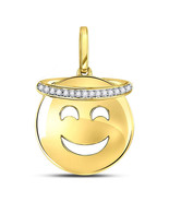 10kt Yellow Gold Womens Round Diamond Smiley Face Halo Emoji Pendant 1/2... - £109.92 GBP