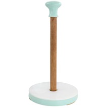 Martha Stewart Dual Tone Stoneware and Wood Paper Towl Holder in Blue - $49.03