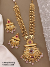 Gold Plated Bollywood Matt Finish Style Indian Statement Necklace Jewelry Set - £66.83 GBP