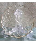 Vintage Hazel Atlas Clear Glass Divided Relish Dish Gold Gilt Trim  - $8.99