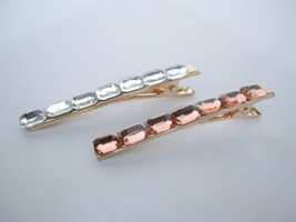 2   1/4 inch smaller clear or amber crystal alligator hair clip for fine thin - £6.25 GBP