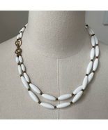 Vintage 50s 60s White Bead Gold Tone Double Strand Becklace - $24.97 CAD
