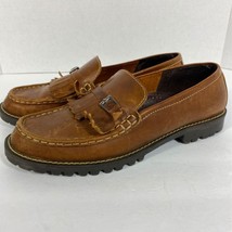 Sun River Essentials Mens Kiltie Loafer Shoes Brown Leather Slip-On Buck... - $29.68