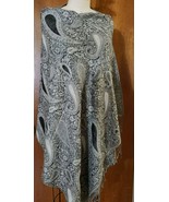 Gray and White 100% Pashmina Paisley Pattern Shawl Scarf Wraparound Women&#39;s - $17.58 CAD